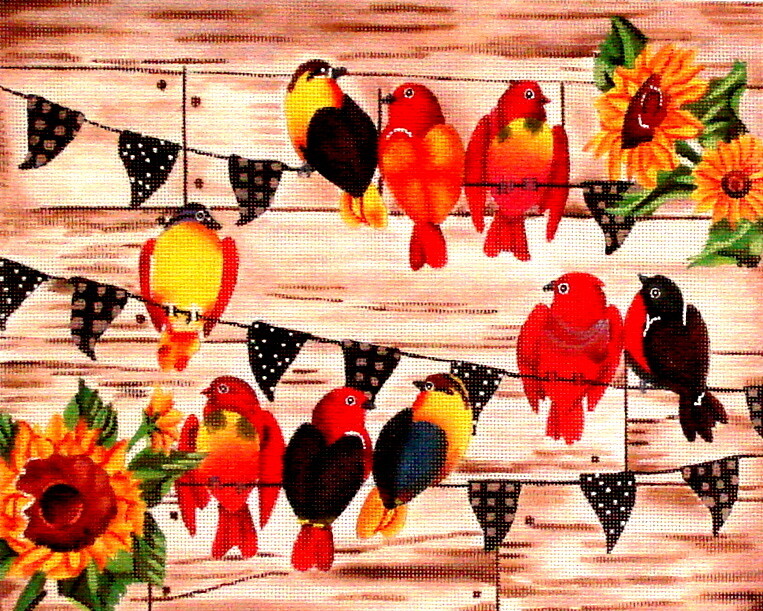 Farmhouse Birds    (handpainted from All About Stitching)