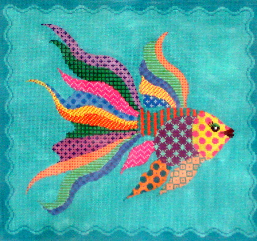 Wacky Yellow Fish     (stitch painted from JP)