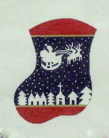 Santa & Reindeer on Navy (handpainted by Meredith Collection) Santa & Reindeer on Navy (handpainted by Meredith Collection)