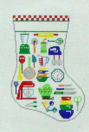 Kitchen Utensils Mini Sock (handpainted by Susan Roberts)