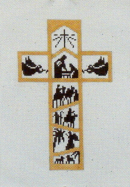 Nativity Cross Ornament   (Handpainted by Julia's Needlework)