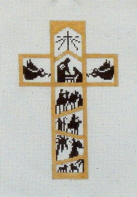 Nativity Cross (stitch painted from Julia's Needlework)*Product may take longer than usual to arrive*