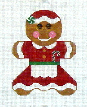 Gingerbread Mrs. Claus      (stitch painted from Rachel Donley)