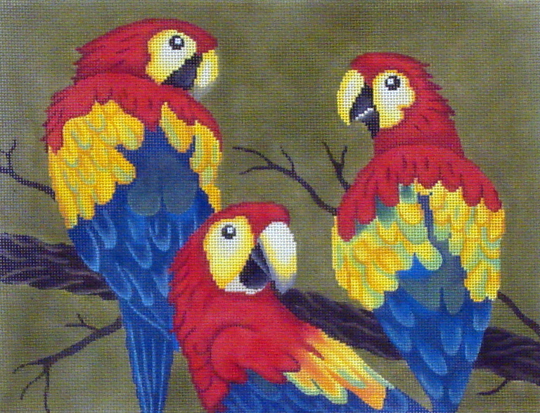 3 Parrots in a Tree   (Hand painted by JP Designs)