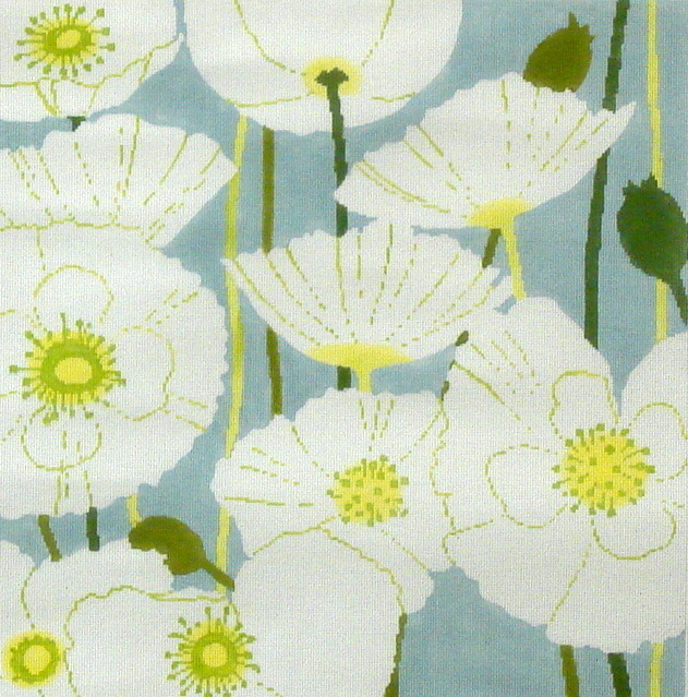 White Poppies     (hand painted from The Meredith Collection)
