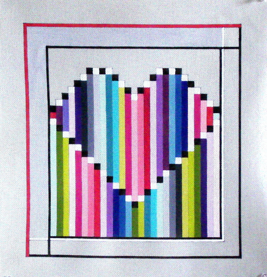 Large Stripe Heart, stitch guide included      (stitch painted from Sew Much Fun)