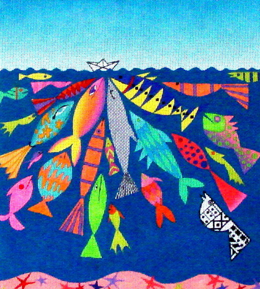 Paper Boat     (hand painted from Zecca)