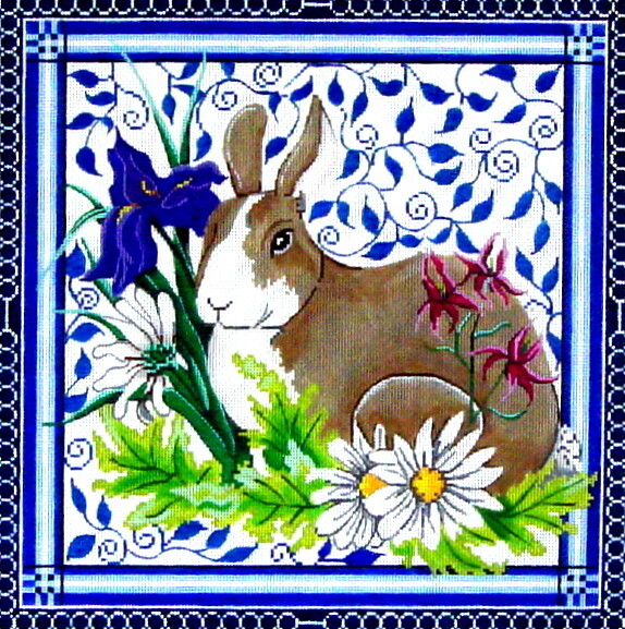 Large Bunny in Garden   (hand painted from Patti Mann)*Product may take longer than usual to arrive*