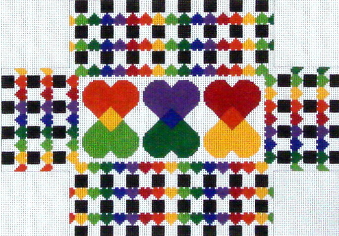 Rainbow Hearts    (stitch painted from JPNP)