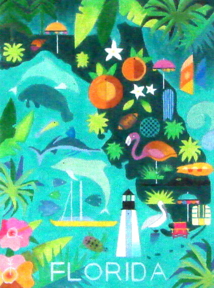 Map of Florida     (Handpainted by Painted Pony)