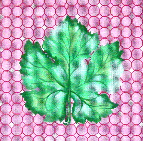 Botanical Leaf on Pink Ring Pattern (Handpainted by Patti Mann)