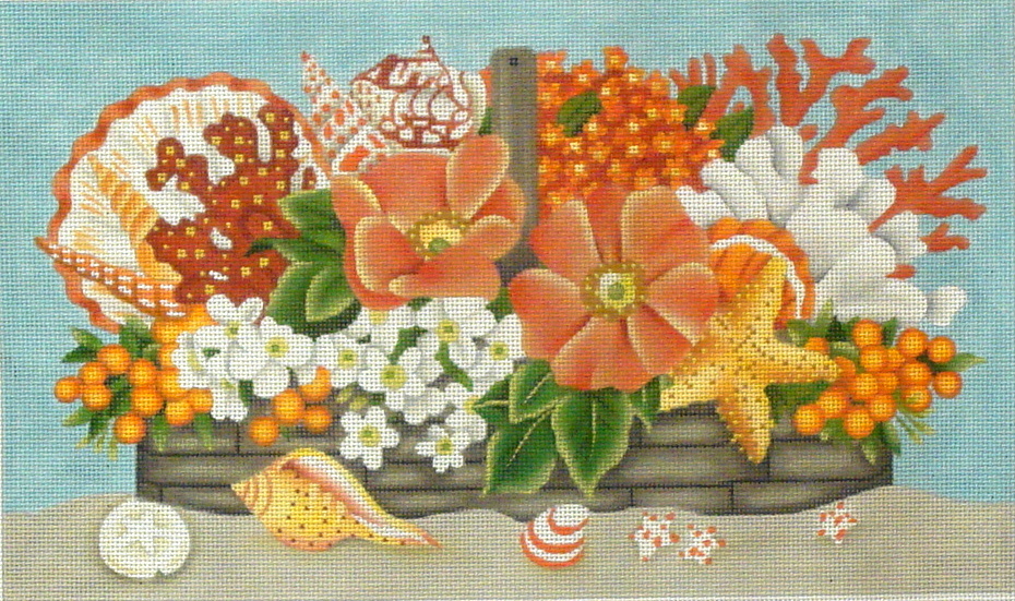 Coral Basket   (handpainted by Melissa Shirley)