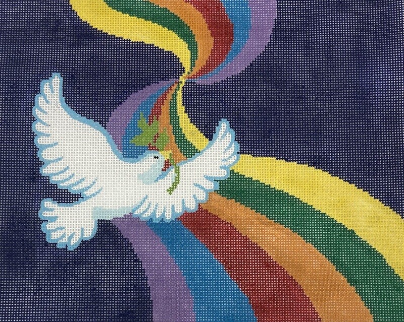 Dove w/ Rainbow Tallis Bag (Handpainted by 3 Kittens)