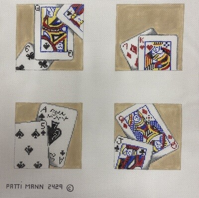 Play Cards Coasters Handpainted Needlepoint by Patti Mann