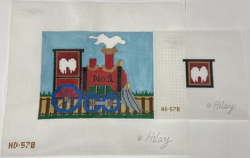 Train Tooth Fairy Pillow   (Handpainted by Julia's Needlework)