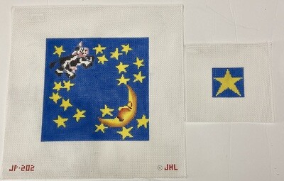 Cow Jumps Over The Moon  (Hand Painted by Julia's Needleworks)*Product may take longer than usual to arrive*