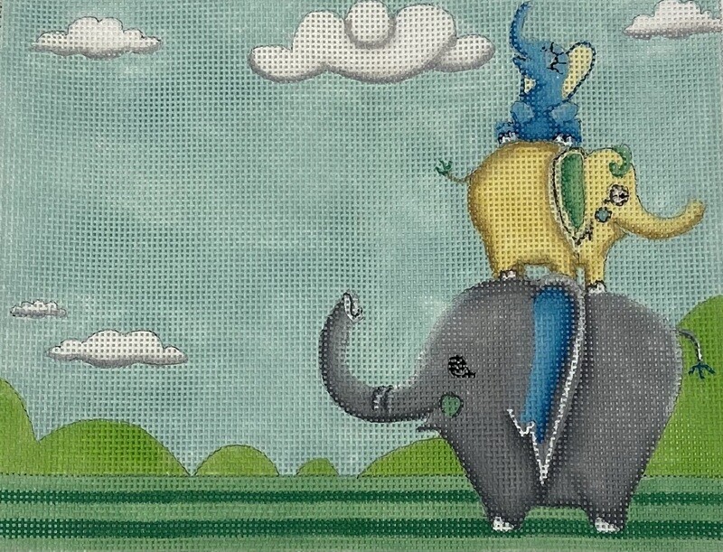 Elephants Pillow  (Handpainted by Alice Peterson)