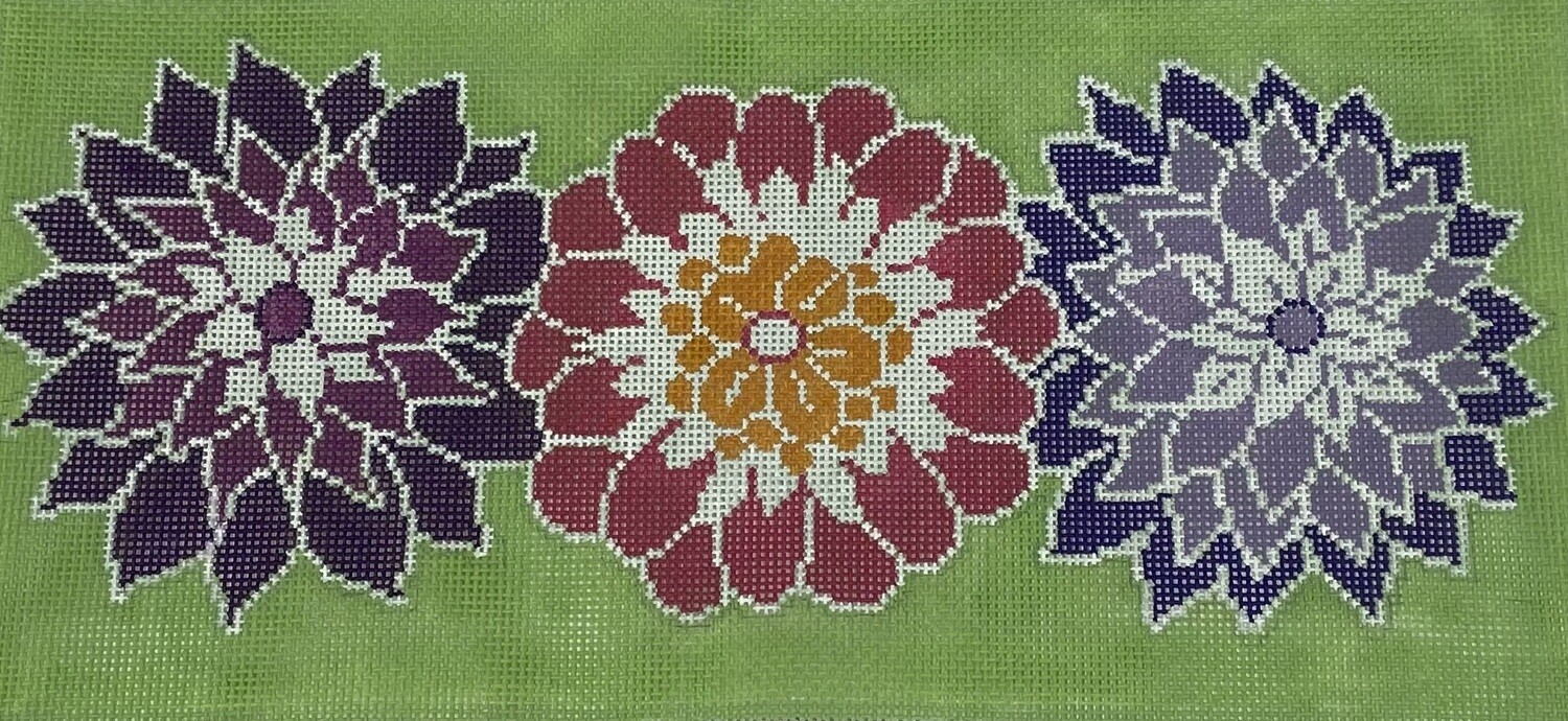 Three Flowers in a Row (Handpainted from A Stitch in Time)*Product may take longer than usual to arrive*