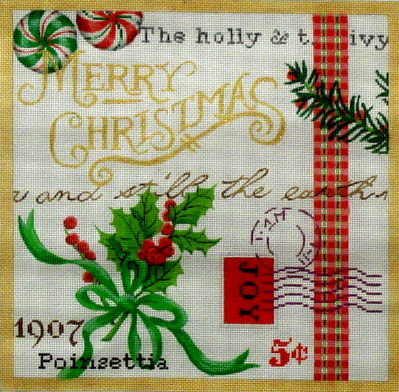 Christmas Collage II  (Handpainted needlepoint canvas 
from Kate Dickerson Needlepoint Collection)