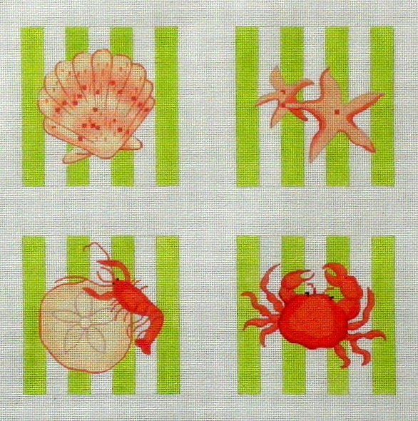 Shell Coasters  (Handpainted by Kate Dickerson Needlepoint Collection)
