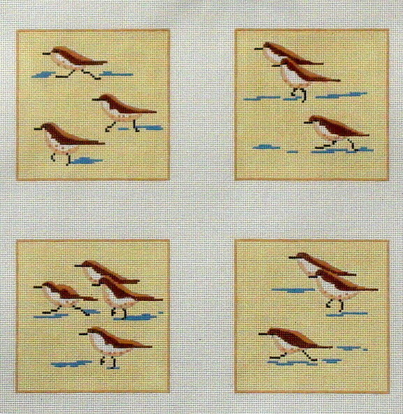 Sandpiper Coasters   (Handpainted by Kate Dickerson Needlepoint Collection)