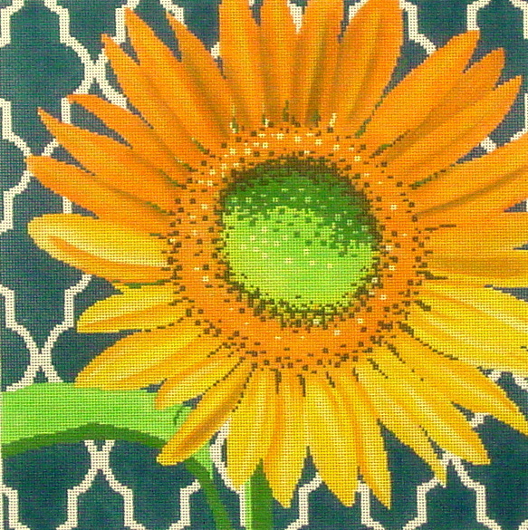 Sunflower on Teal  (handpainted by The Meredith Collection)