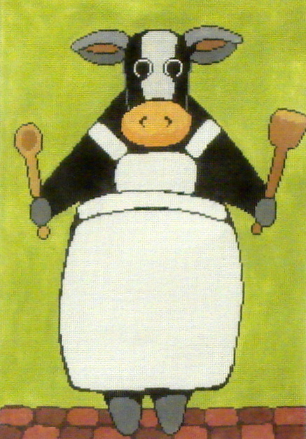 Moo Chef  (Handpainted by Wellesley Needlepoint Collection)