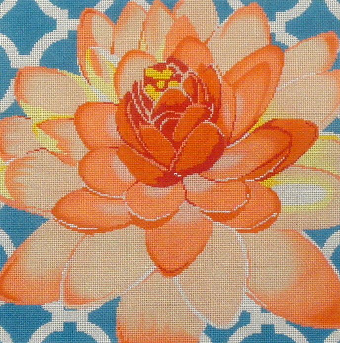Water Lily On Aqua   (handpainted by The Meredith Collection)