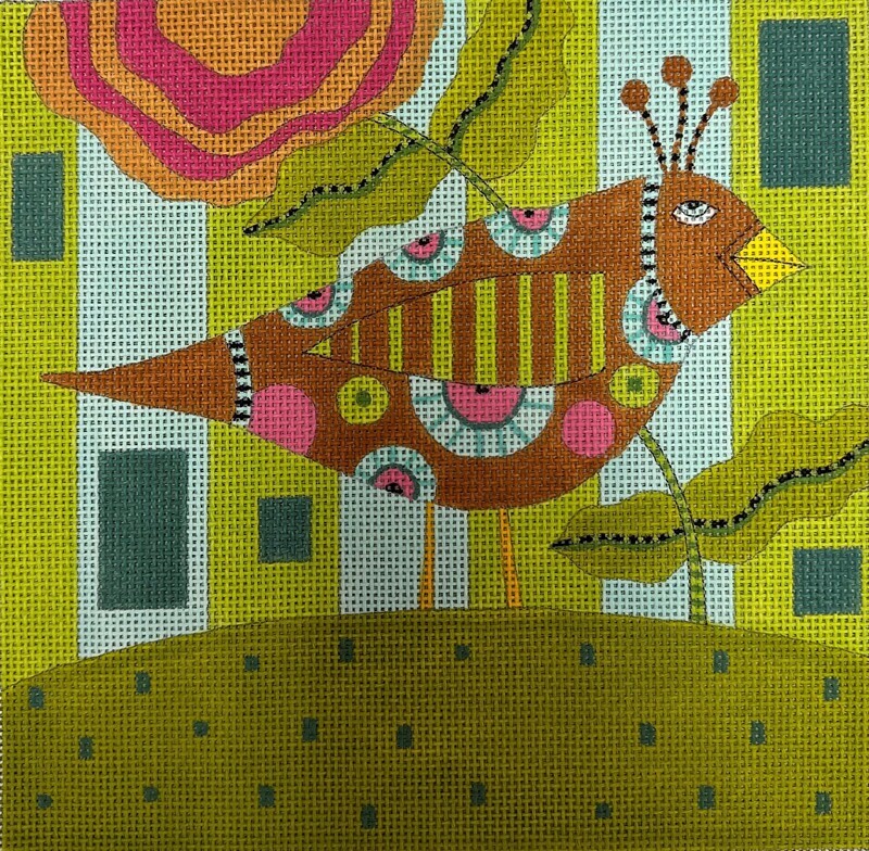Bird with Green Background (Handpainted by Ditto!)