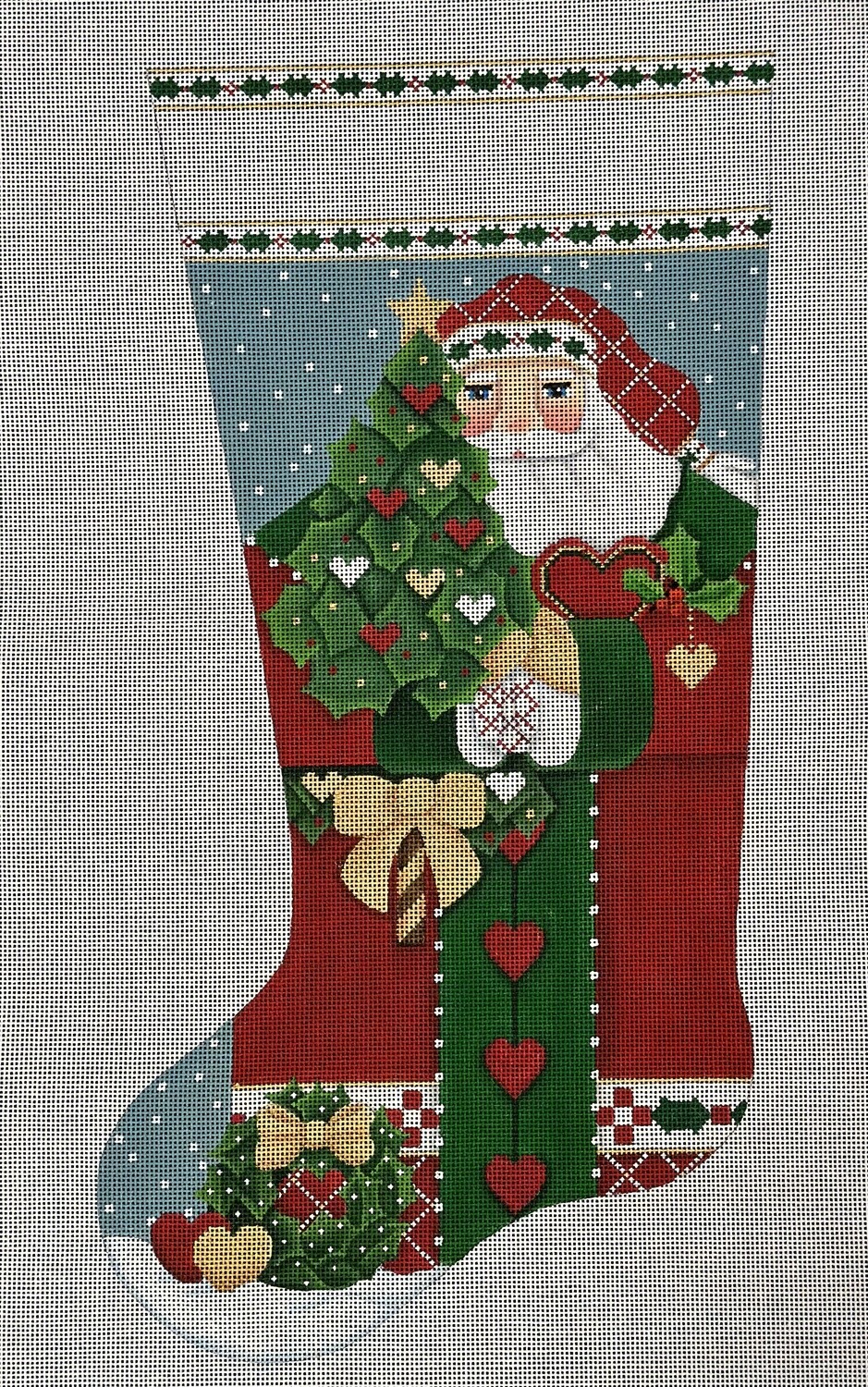 Holly Heart Santa Stocking (Handpainted by Melissa Shirley)