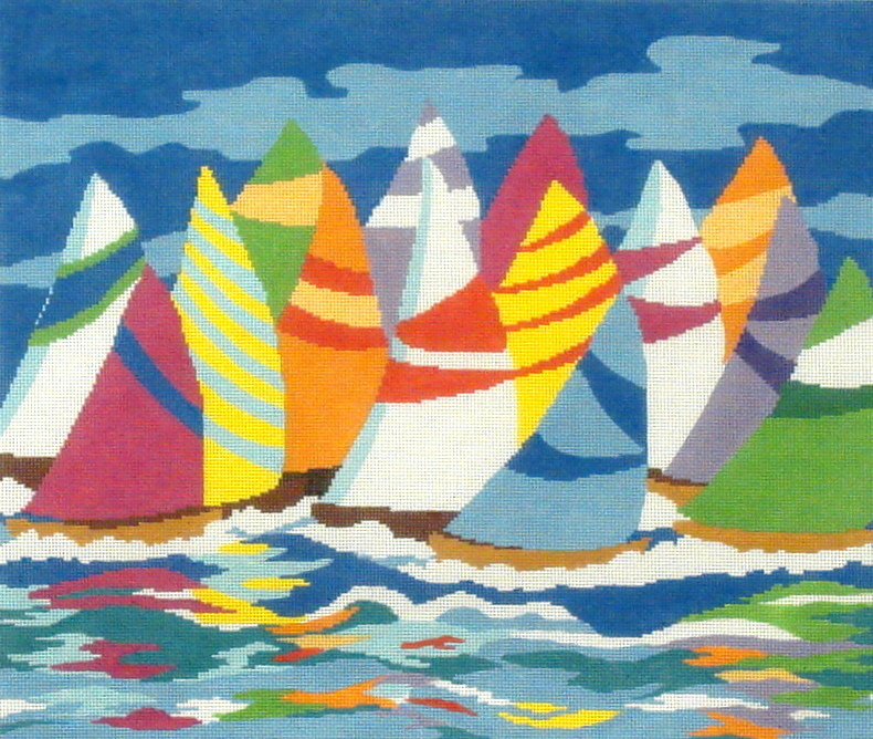 Sailboats  (Handpainted by the Meredith Collection)