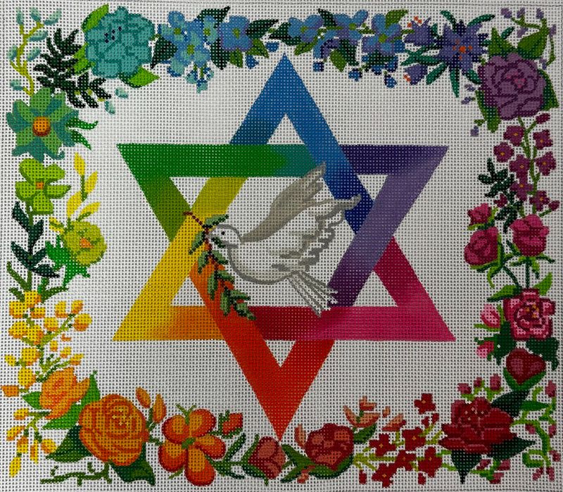 Floral Rainbow Tallis (Handpainted by Kate Dickerson)