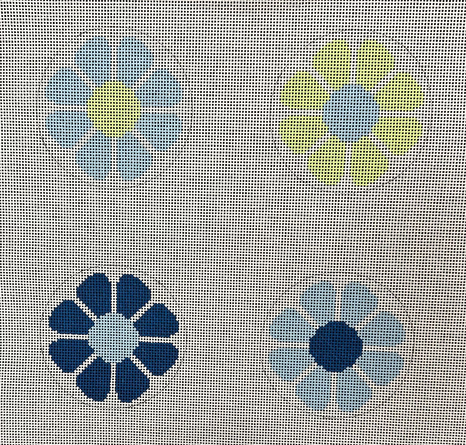 Mod Floral Coasters Blue and Green  (Handpainted by Mopsey)