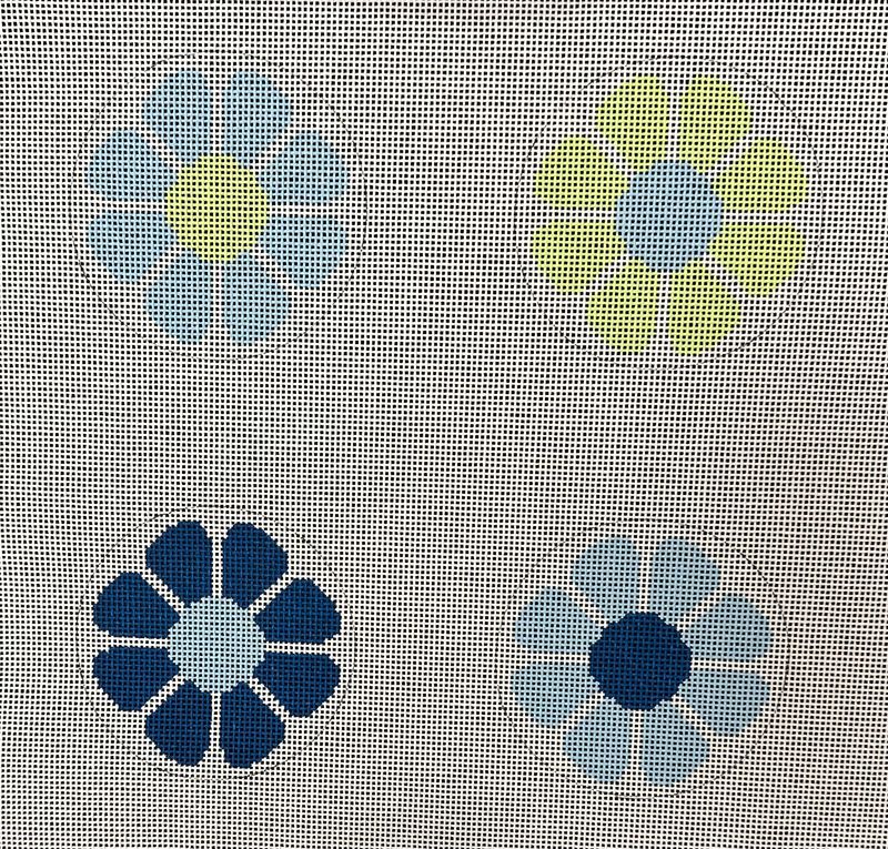 Mod Floral Coasters Blue and Green  (Handpainted by Mopsey)