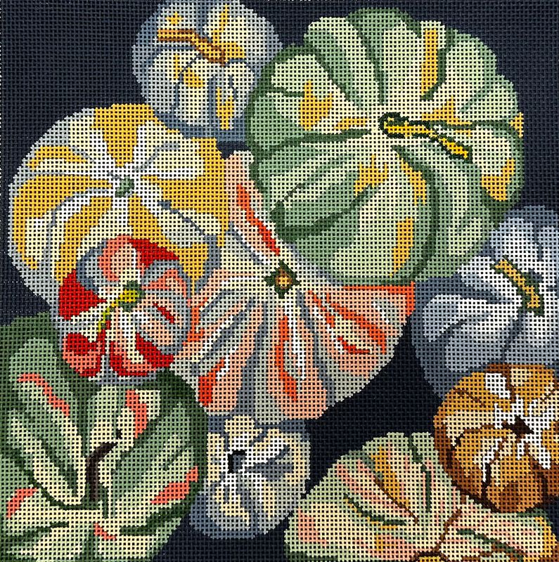 Tumbling Pumpkin Pillow  (Handpainted by Gingham Stitchery)