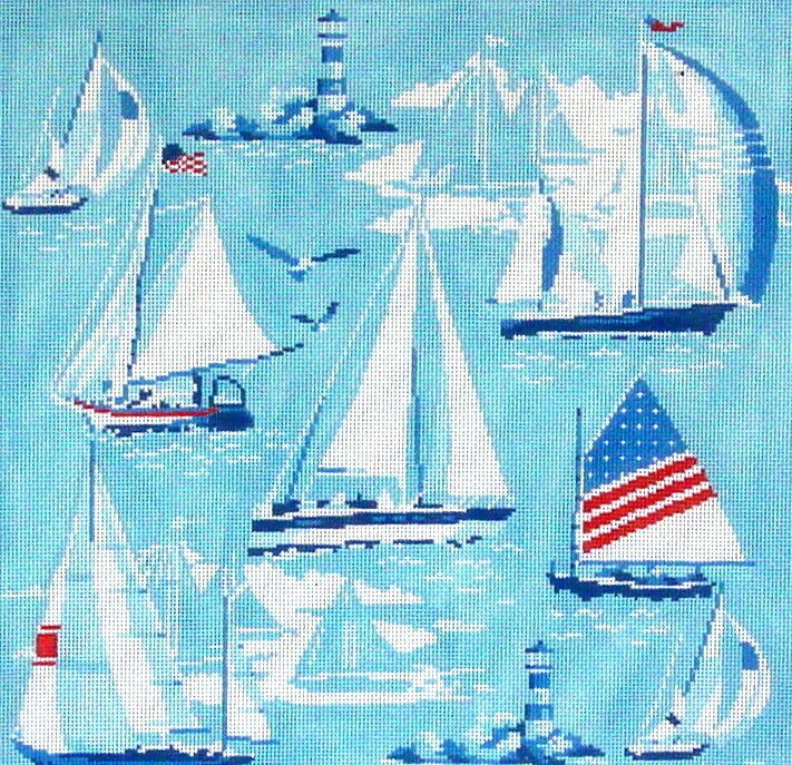 Regatta Pillow  (Handpainted by Bradley)