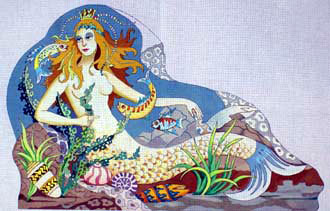 Galina's Mermaid Rug   (Handpainted by Barbara Russell)