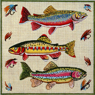 Three Fish  (Handpainted by Alice Peterson Company)