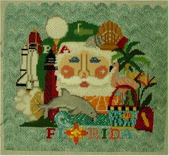 Florida Santa Head Ornament   (Handpainted by Shelly Tribbey Designs)