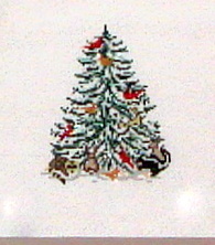 Cardinal & Critter Christmas Tree    (hand painted from Needle Crossing)*Product may take longer than usual to arrive*