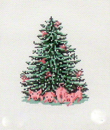 Pink Piggy Tree  (Handpainted by Needle Crossing)