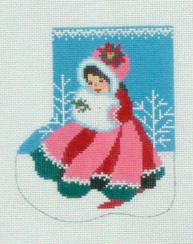 Little Girl Christmas Mini Sock  (Handpainted by Shelly Tribbey Designs)