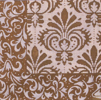 Brown Damask Patch 1   (Handpainted by JP Needlepoint)