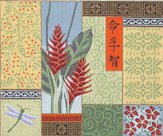 Ginger Flower/Patchwork   (handpainted by JP Needlepoint)