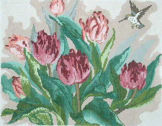 Tulips and Hummingbird  (handpainted by Treglown Designs)