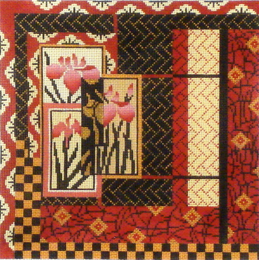 Asian in Red  (Handpainted by Mindy's Needlepoint Factory)