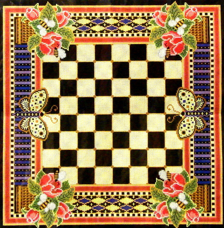 Christmas Roses Game Board  (Handpainted by Canvasworks)