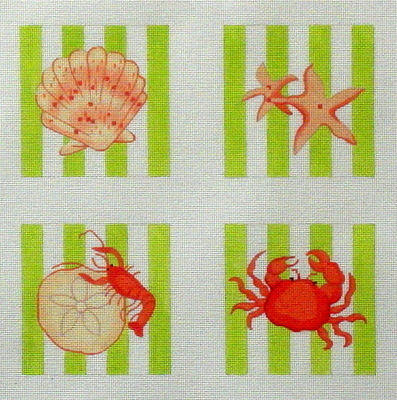 Shell Coasters (Handpainted by Kate Dickerson Needlepoint Collection)*Product may take longer than usual to arrive*