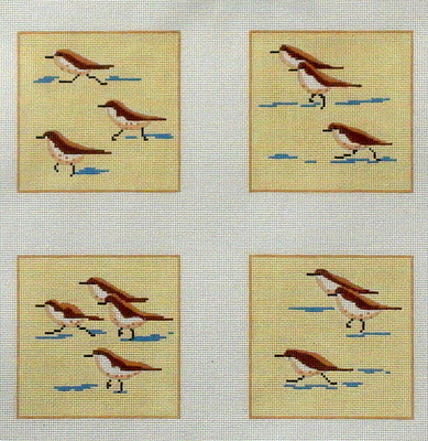 Sandpiper Coasters   (Handpainted by Kate Dickerson Needlepoint Collection)*Product may take longer than usual to arrive*