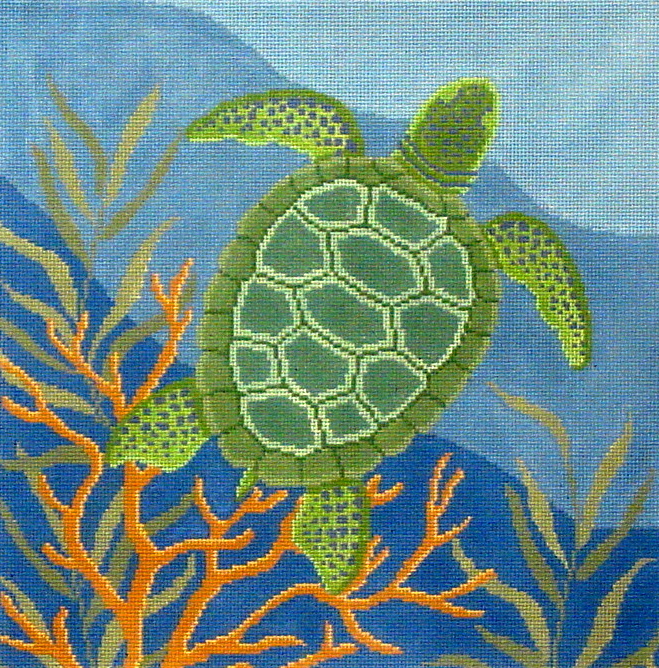 Seaweed Coral Turtle   (Handpainted by Susan Roberts)